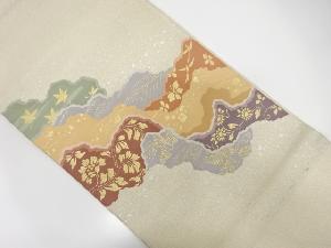 アンティーク　綴れ道長取に花唐草・波模様織出し袋帯（材料）